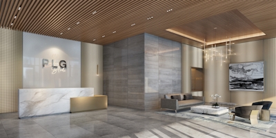 a room filled with furniture and a large window