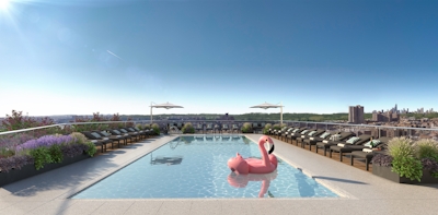 a person in a pool