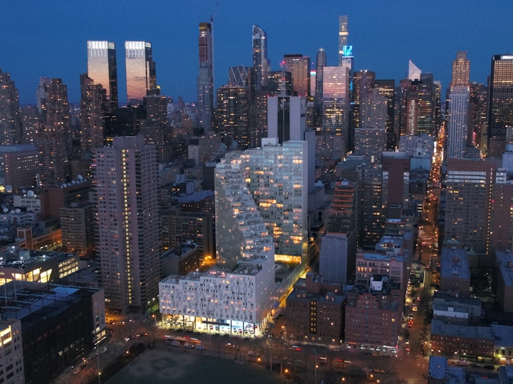 a tall building in a city