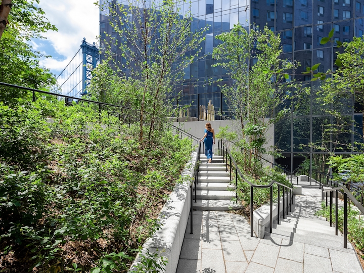 a path with buildings on the side of a fence