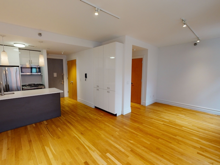 a room with a hard wood floor