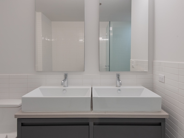 a sink and a mirror