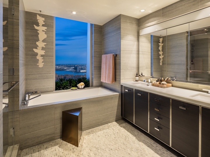 a room with a large window