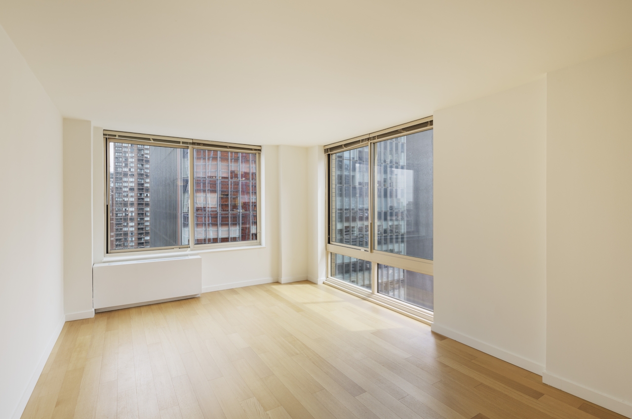 a room with a large window