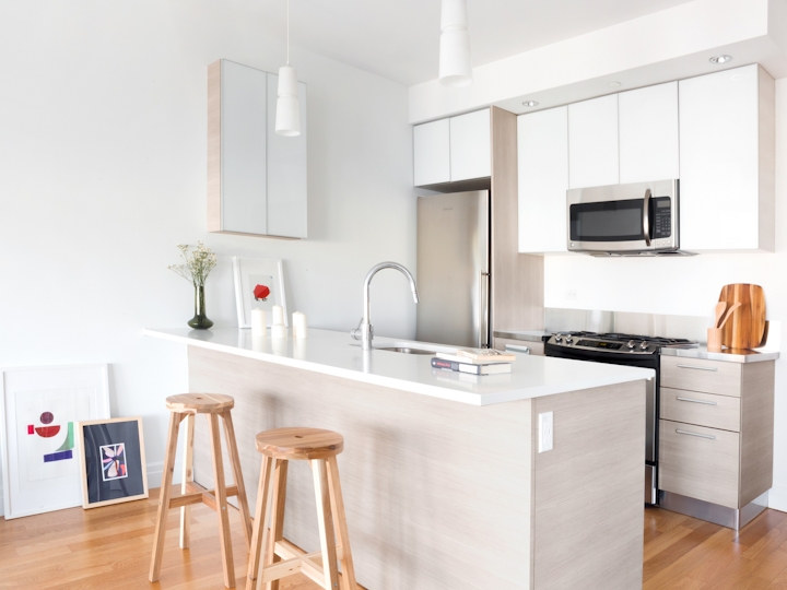 a kitchen with a dining room table