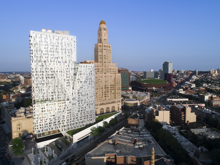 a tall building in a city