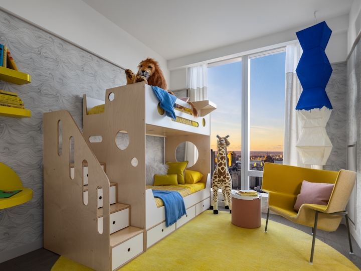 a person in a yellow room