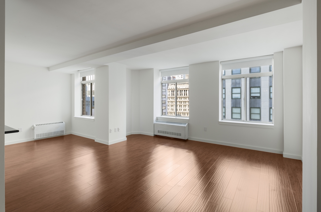 a room with a large window