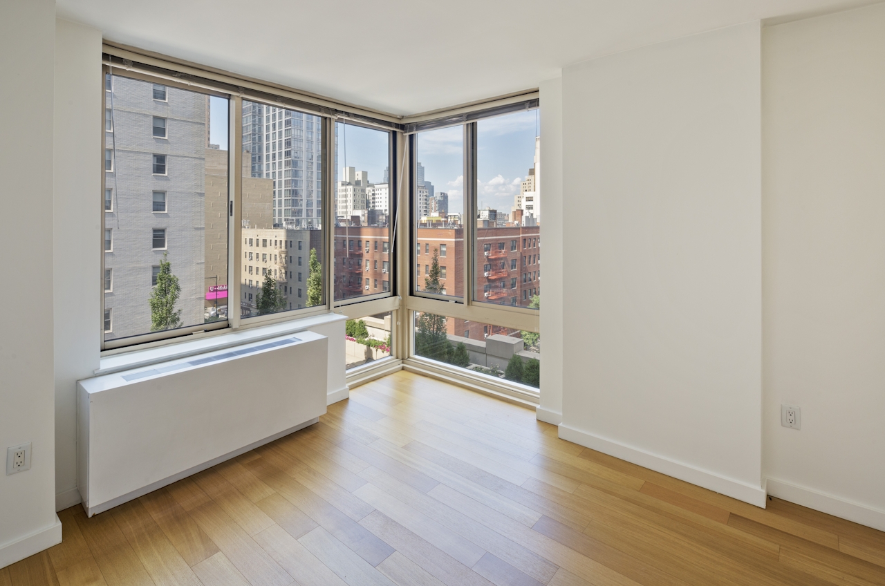 a room with a large window