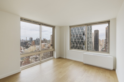 a room with a large window