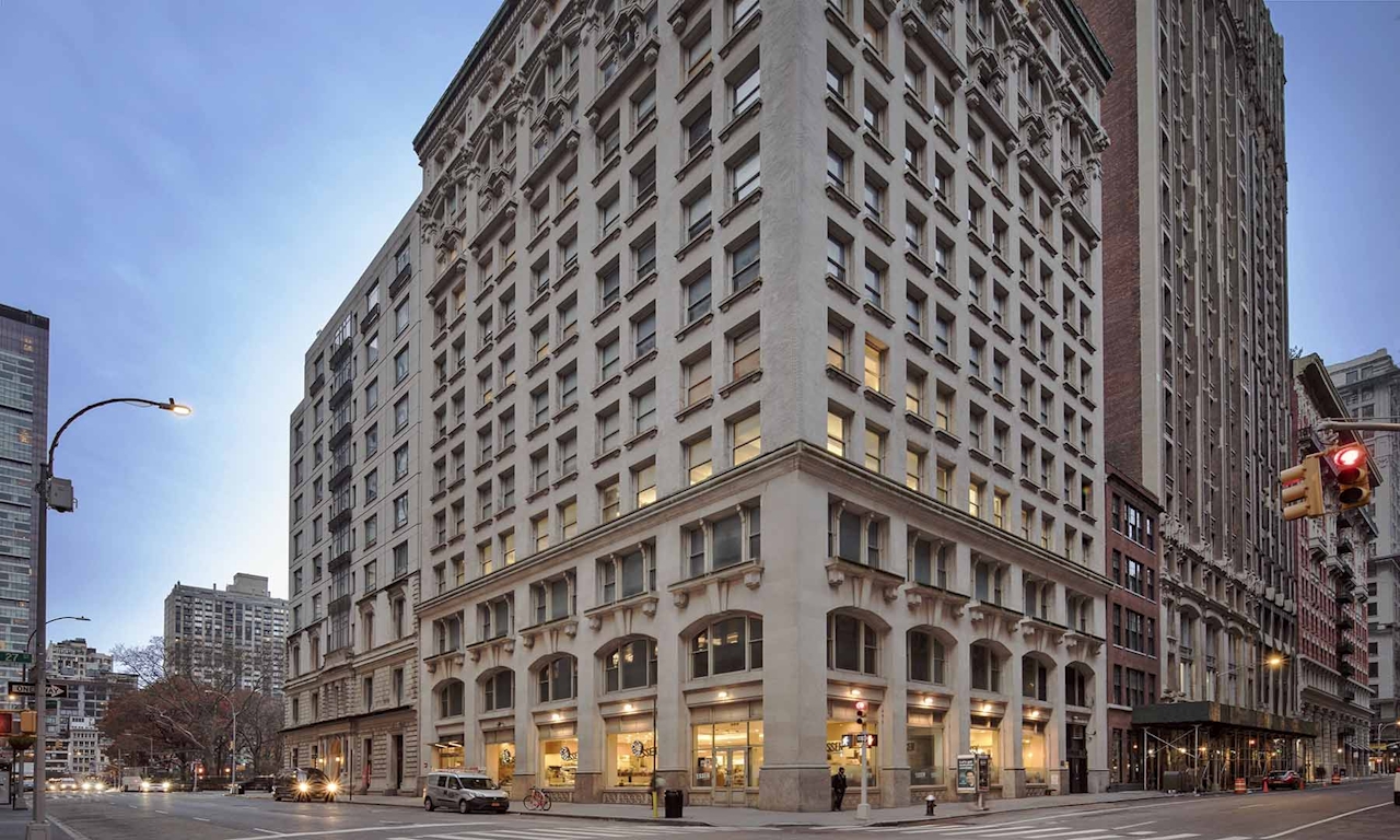 a tall building in a city