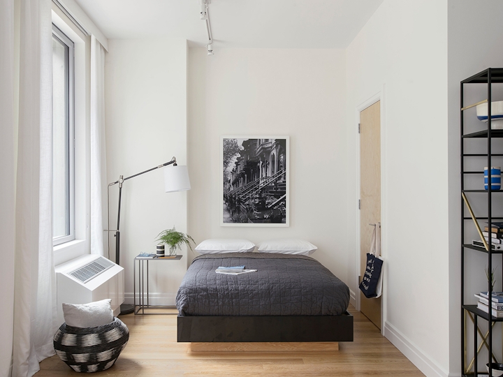 a room with white walls