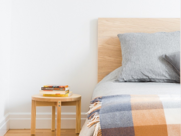 a bed in a room