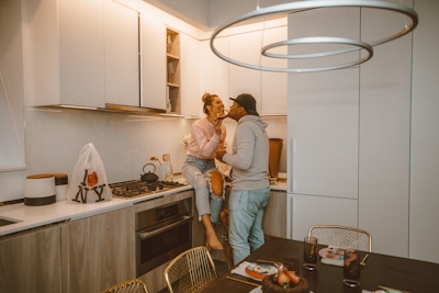 a person standing in a kitchen